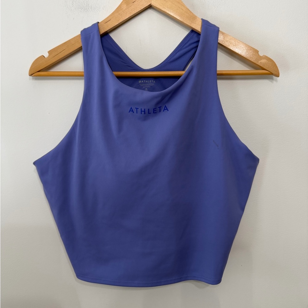 Athleta Conscious Crop Logo Workout Sports Bra Top Purple Athleisure Womens XL